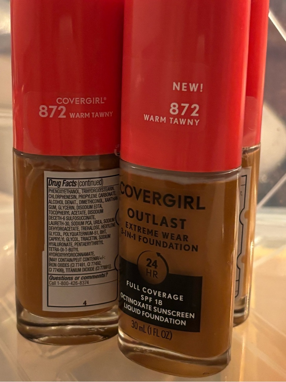 CoverGirl‎ Outlast 3-in-1 Foundation 872 Warm Tawny SPF 18 New